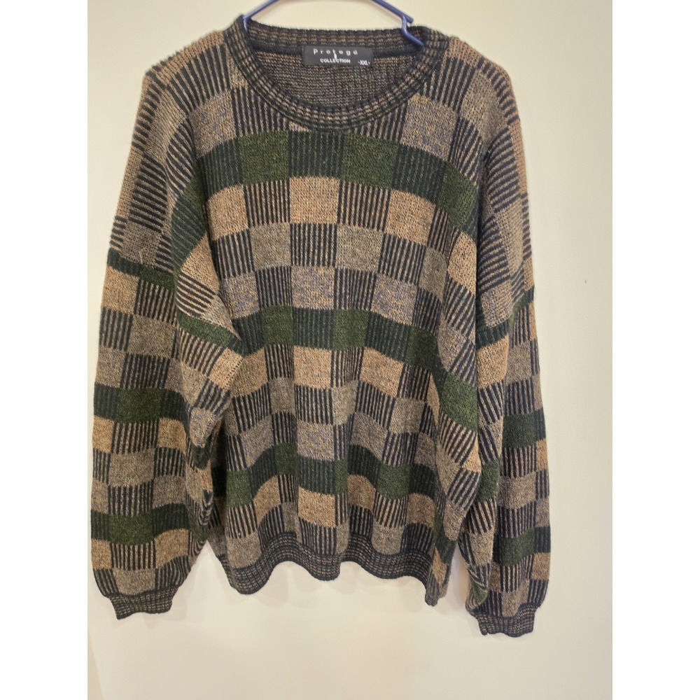 Vintage Protege Collection Geometric Knit Sweater XXL 90s Y2K Grandpa Core